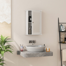 Costway Single Door White Bathroom Medicine Cabinet with Mirror - Size: 61 x 40 x 9cm - Wilko - thumbnail 5