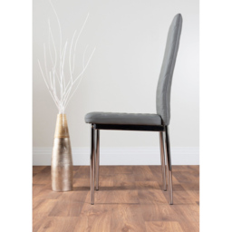 Furniturebox Valera Set of 6 Grey and Chrome Faux Leather Dining Chair - Wilko - thumbnail 4