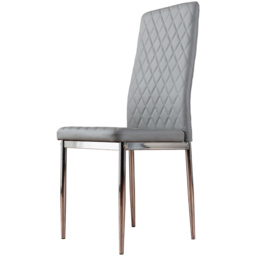 Furniturebox Valera Set of 6 Grey and Chrome Faux Leather Dining Chair - Wilko - thumbnail 3