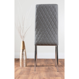 Furniturebox Valera Set of 6 Grey and Chrome Faux Leather Dining Chair - Wilko - thumbnail 5