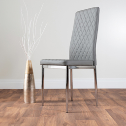 Furniturebox Valera Set of 6 Grey and Chrome Faux Leather Dining Chair - Wilko - thumbnail 6