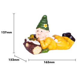 St Helens Female Gnome Lying By A Log - Size: 2.81x2.22x2.15cm - Yellow - Wilko - thumbnail 5
