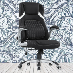 Vinsetto Black Fabric Tiltable Office Chair - Size: 117 x 76 x 68cm - Wilko - thumbnail 1