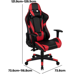 FWStyle X20 Black and Red Faux Leather Racer Style Deluxe Gaming Chair - Size: 129.5 x 73.6 x 73.6cm - Wilko - thumbnail 7