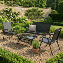 Atlanta Folding 4 Seater Sofa Set - Black - Outdoor Essentials - Wilko - thumbnail 1