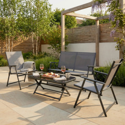 Atlanta Folding 4 Seater Sofa Set - Black - Outdoor Essentials - Wilko - thumbnail 3