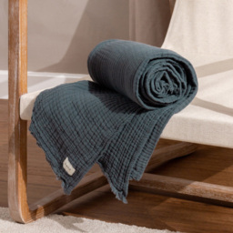 Yard Lark Dusk Muslin Cotton Throw 130 x 180cm - Size: 180 x 130cm - Black - Yard Living - Wilko - thumbnail 3