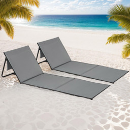 tectake Mina 2 Piece Grey and Blue Sun Lounger Set - Size: 1.7 x 52.5 x 157cm - Wilko
