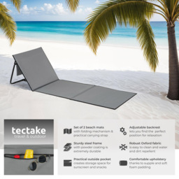 tectake Mina 2 Piece Grey and Blue Sun Lounger Set - Size: 1.7 x 52.5 x 157cm - Wilko - thumbnail 7