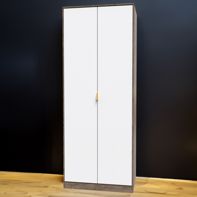 Crowndale 2 Door White Matt and Vintage Oak Wardrobe Ready Assembled - Wilko - image 1