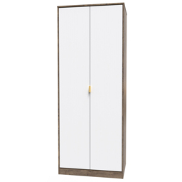 Crowndale 2 Door White Matt and Vintage Oak Wardrobe Ready Assembled - Wilko - thumbnail 3