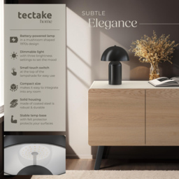 tectake Kade Black Retro Battery Powered Table Lamp - Size: 34 x 25 x 25cm - Wilko - thumbnail 7
