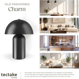 tectake Kade Black Retro Battery Powered Table Lamp - Size: 34 x 25 x 25cm - Wilko - thumbnail 6