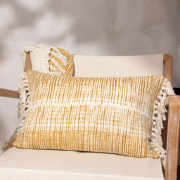Yard Sono Cumin Ink Abstract Fringed Cushion - Size: 60 x 40 cm - Gold - Yard Living - Wilko - thumbnail 3