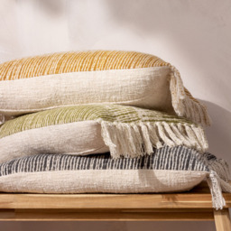 Yard Sono Cumin Ink Abstract Fringed Cushion - Size: 60 x 40 cm - Gold - Yard Living - Wilko - thumbnail 7
