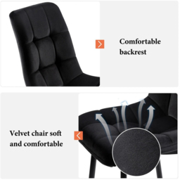 Kosy Koala 6 Seater Glass and Velvet Tufted Dining Set Black - Wilko - thumbnail 4