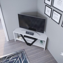 Decorotika Karin 2 Sheld Black and White Modern Corner TV Unit - Size: 36.8 x 90 x 35cm - Multi - Wilko - thumbnail 5