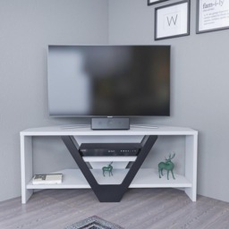 Decorotika Karin 2 Sheld Black and White Modern Corner TV Unit - Size: 36.8 x 90 x 35cm - Multi - Wilko - thumbnail 7