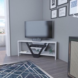 Decorotika Karin 2 Sheld Black and White Modern Corner TV Unit - Size: 36.8 x 90 x 35cm - Multi - Wilko - thumbnail 4