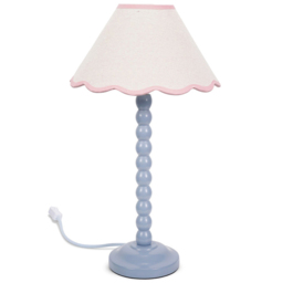 ValueLights Bobbins Pink Scallop Shade Powder Blue LED Table Lamp - Size: 45 x 27 x 27cm - Wilko