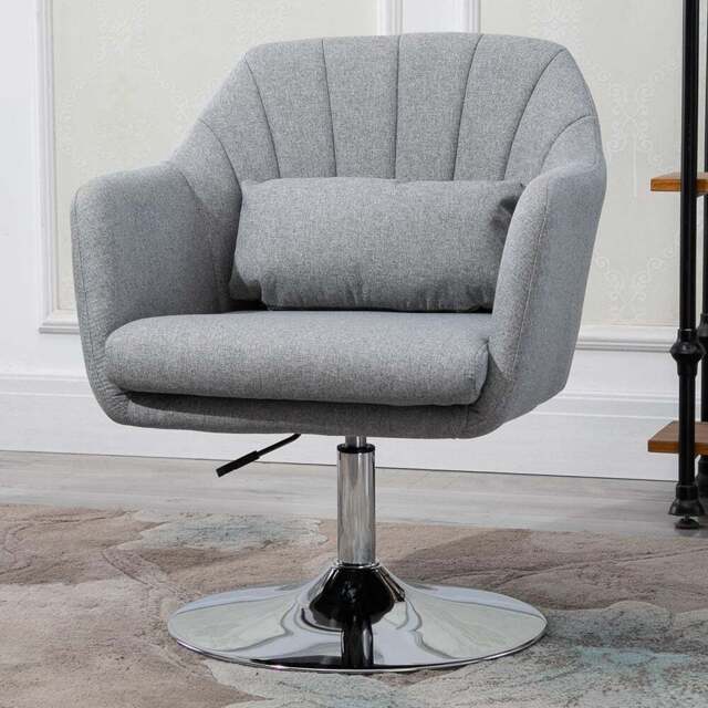 Portland Grey Height Adjustable Vanity Swivel Armchair - Size: Single - Wilko - image 1
