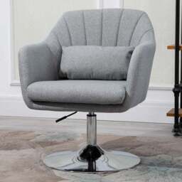 Portland Grey Height Adjustable Vanity Swivel Armchair - Size: Single - Wilko