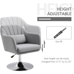 Portland Grey Height Adjustable Vanity Swivel Armchair - Size: Single - Wilko - thumbnail 5