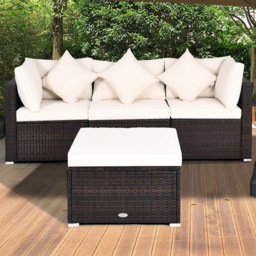 Costway 3 Seater White Outdoor Rattan Conversation Set with Cushions and Pillows - Wilko - thumbnail 1