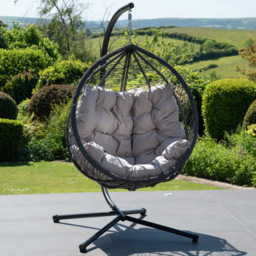 Artemis Home Lynton Light Grey Garden Hanging Egg Chair - Size: 190 x 103 x 80cm - Wilko
