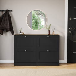 VIDA DESIGNS 4 Drawer Black and Oak Effect Shoe Cabinet - Size: 80 x 105 x 23.5cm - Black & Oak - Wilko - thumbnail 4