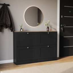 VIDA DESIGNS 4 Drawer Black and Oak Effect Shoe Cabinet - Size: 80 x 105 x 23.5cm - Black & Oak - Wilko - thumbnail 6