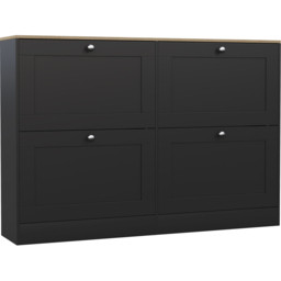 VIDA DESIGNS 4 Drawer Black and Oak Effect Shoe Cabinet - Size: 80 x 105 x 23.5cm - Black & Oak - Wilko - thumbnail 3