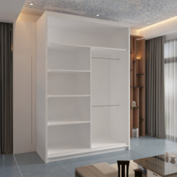 Sliding Wardrobes 4U Batumi 2 Door White Small Curved Mirrored Wardrobe 120cm - Wilko - thumbnail 4