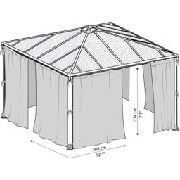 Palram Canopia 2.14 x 3.68m Square Gazebo Net - Grey - Wilko - thumbnail 6