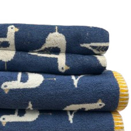 Bellissimo Sea Gull Turkish Cotton Navy Hand and Bath Towels Set of 4 - Size: 70 x 125cm - Blue - Wilko - thumbnail 3