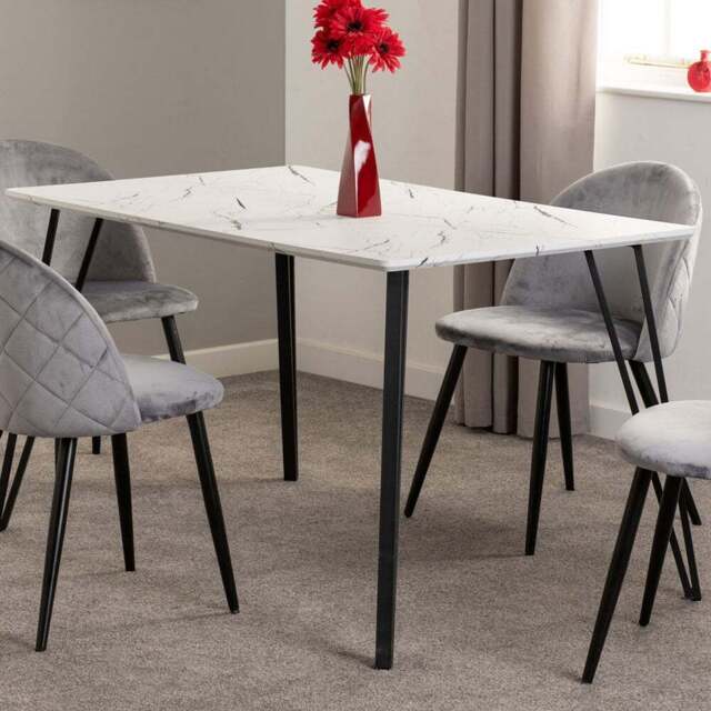 Seconique Marlow 4 Seater Dining Table White Marble Effect - Wilko - image 1