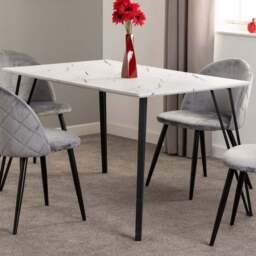 Seconique Marlow 4 Seater Dining Table White Marble Effect - Wilko