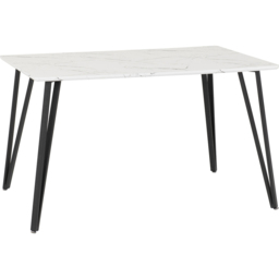 Seconique Marlow 4 Seater Dining Table White Marble Effect - Wilko - thumbnail 3