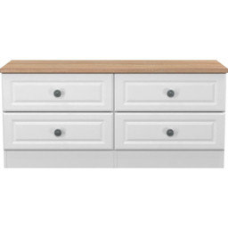 Crowndale Norfolk 4 Drawer White Ash and Bardolino Oak Bed Box Ready Assembled - White Ash & Bardolino Oak - Wilko - thumbnail 3