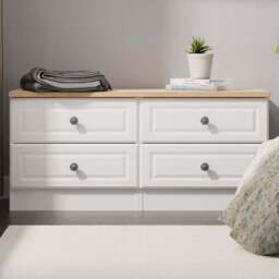 Crowndale Norfolk 4 Drawer White Ash and Bardolino Oak Bed Box Ready Assembled - White Ash & Bardolino Oak - Wilko