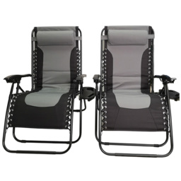 Samuel Alexander Grey and Black Multi-Position Chair Lounger Set of 2 - Size: 1 Seater - Wilko - thumbnail 3