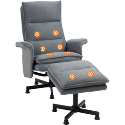 HOMCOM Grey Upholstered Massage Swivel Recliner Armchair with Footstool - Size: Single - Wilko - thumbnail 3