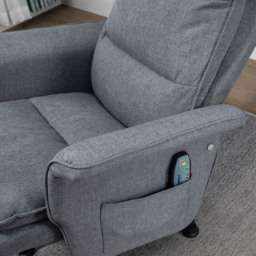 HOMCOM Grey Upholstered Massage Swivel Recliner Armchair with Footstool - Size: Single - Wilko - thumbnail 4