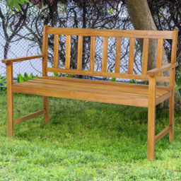 Costway 2 Seater Wooden Patio Bench with Armrests - n/a - Wilko - thumbnail 1
