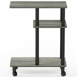 Walplus 2 Shelf French Oak Grey and Black U Shape Turn-N-Tube Side Table with Casters - Size: 29.49 x 56.79 x 50.01cm - Wilko - thumbnail 4