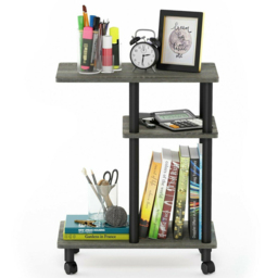 Walplus 2 Shelf French Oak Grey and Black U Shape Turn-N-Tube Side Table with Casters - Size: 29.49 x 56.79 x 50.01cm - Wilko - thumbnail 6