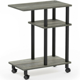 Walplus 2 Shelf French Oak Grey and Black U Shape Turn-N-Tube Side Table with Casters - Size: 29.49 x 56.79 x 50.01cm - Wilko - thumbnail 3