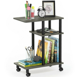 Walplus 2 Shelf French Oak Grey and Black U Shape Turn-N-Tube Side Table with Casters - Size: 29.49 x 56.79 x 50.01cm - Wilko - thumbnail 5