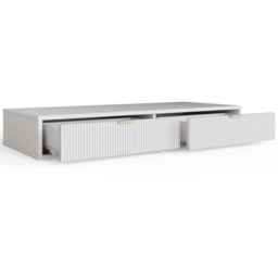 GFW Sienna 2 Drawer White Ribbed Wall Mounted Dressing Table - Size: 15 x 100 x 40cm - Wilko - thumbnail 4