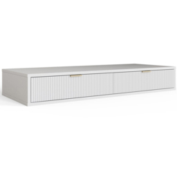 GFW Sienna 2 Drawer White Ribbed Wall Mounted Dressing Table - Size: 15 x 100 x 40cm - Wilko - thumbnail 3